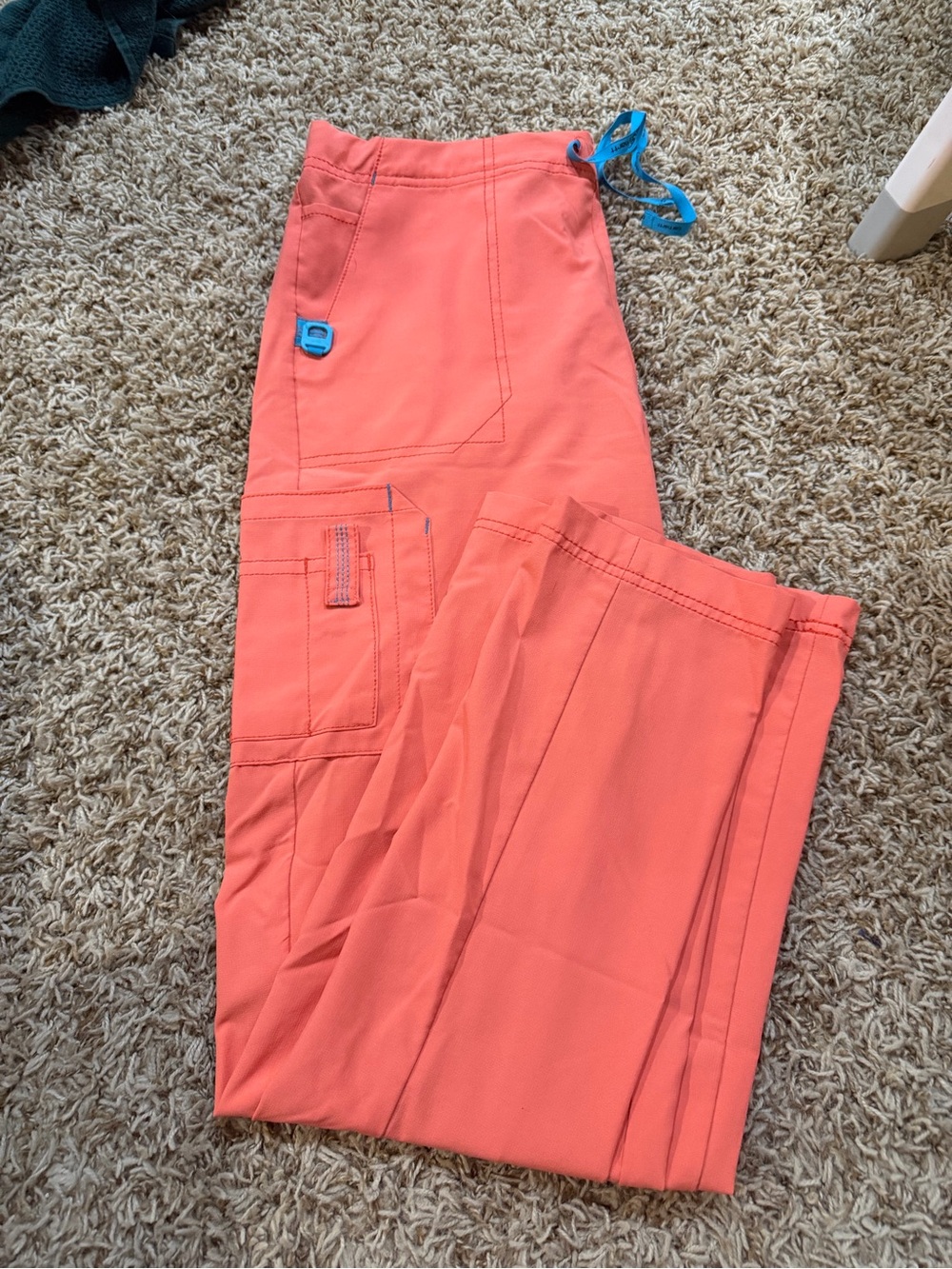 Carhartt Coral Boot scrub Pants with Blue Drawstring